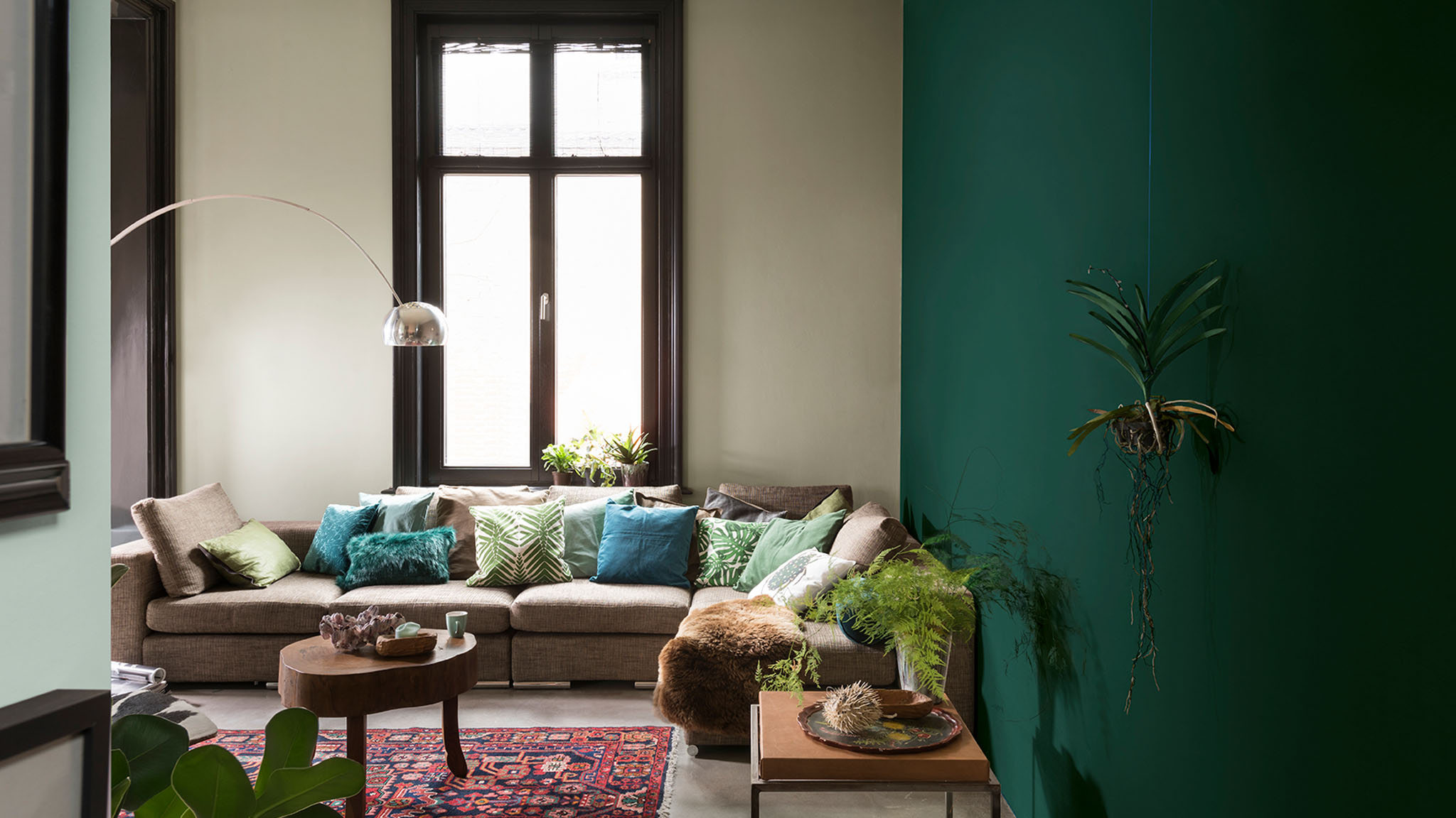Dark green living room